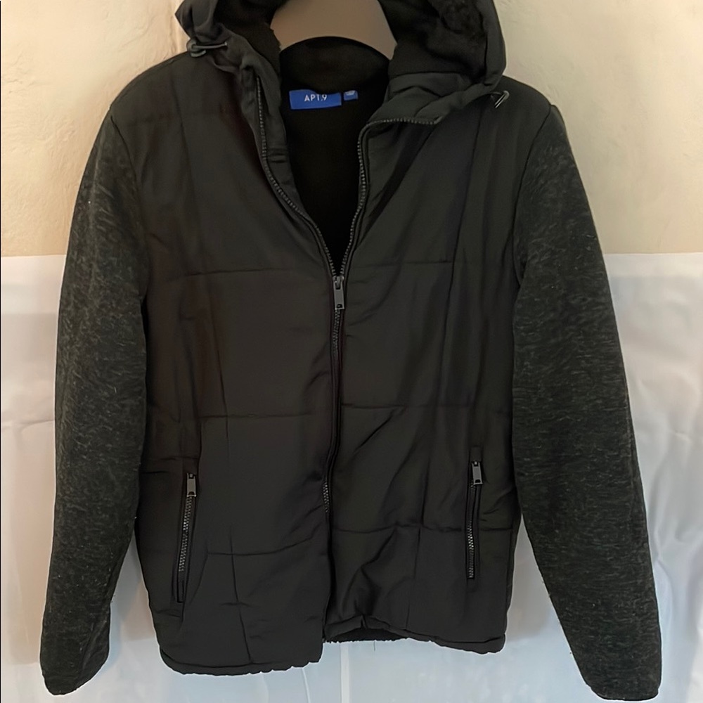 Apt. 9 Black Puffer Jacket with Hood